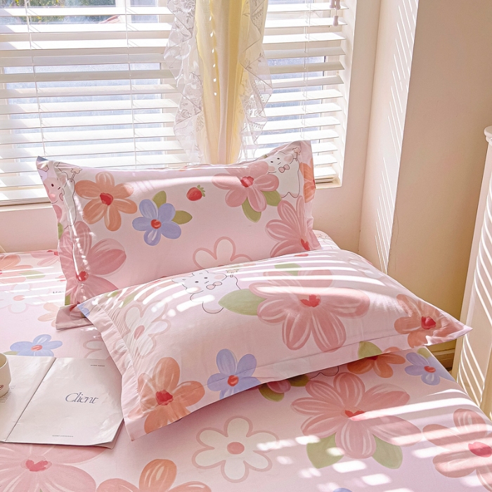 91家纺网 家纺一手货源 找家纺 （总1）安逸家纺 12868 新款全棉枕套学生宿舍纯棉枕套48x74一对