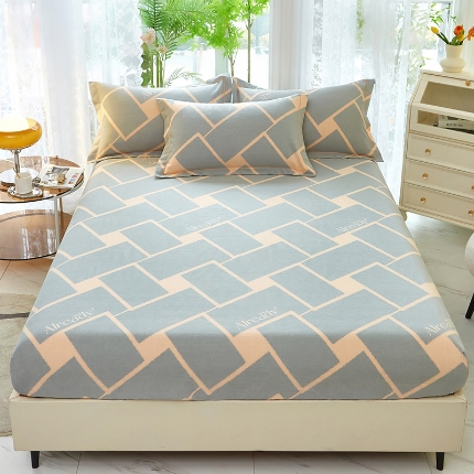 （总1）安逸家纺 新款全棉床笠加厚生态磨毛床罩学生床笠纯棉单床笠