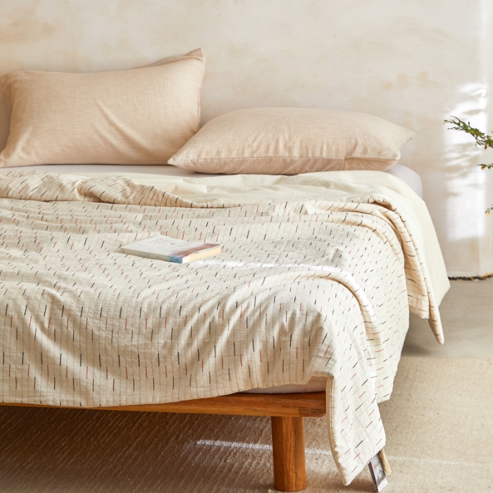 91家纺网 家纺一手货源 找家纺 （总）明治西川 色织棉麻可水洗夏被A类抗菌纤维（SGS检测报告）日系简约风格