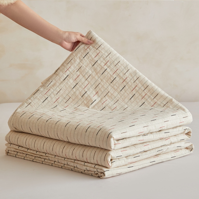 91家纺网 家纺一手货源 找家纺 （总）明治西川 色织棉麻可水洗夏被A类抗菌纤维（SGS检测报告）日系简约风格