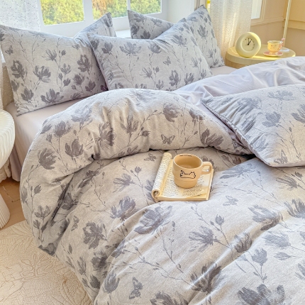91家纺网 家纺一手货源 找家纺 （总）【疆东】2026新款A类60支全棉长绒棉纯棉色织提花四件套水洗全棉纯棉厚织提花肌理棉麻被套四件套
