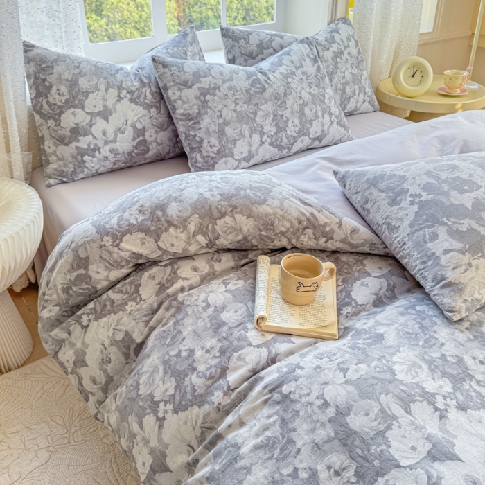 91家纺网 家纺一手货源 找家纺 （总）【疆东】2026新款A类60支全棉长绒棉纯棉色织提花四件套水洗全棉纯棉厚织提花肌理棉麻被套四件套