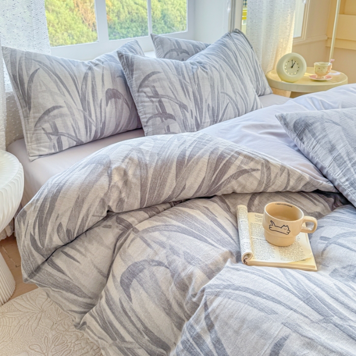 91家纺网 家纺一手货源 找家纺 （总）【疆东】2026新款A类60支全棉长绒棉纯棉色织提花四件套水洗全棉纯棉厚织提花肌理棉麻被套四件套