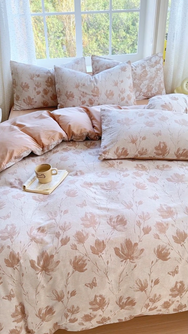 91家纺网 家纺一手货源 找家纺 （总）【疆东】2026新款A类60支全棉长绒棉纯棉色织提花四件套水洗全棉纯棉厚织提花肌理棉麻被套四件套