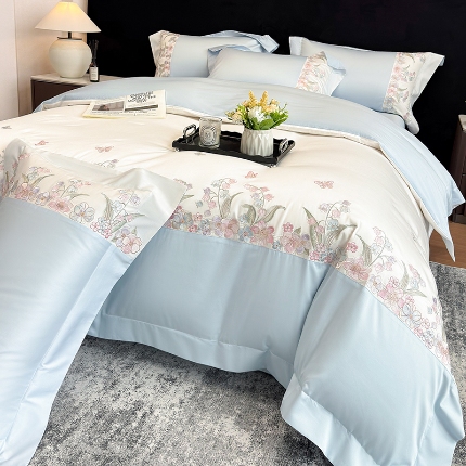 91家纺网 家纺一手货源 找家纺 （总）星蕴家纺 2026新款50贡缎长绒棉纯棉绣花四件套-花瑾