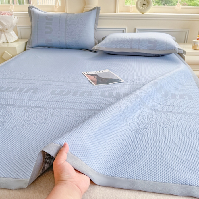 91家纺网 家纺一手货源 找家纺 （总）2026高端轻奢简约A类提花凉感PE高分子复合软凉席三件套纯色豆豆冰丝凉席子三件套件空调席床单三明治