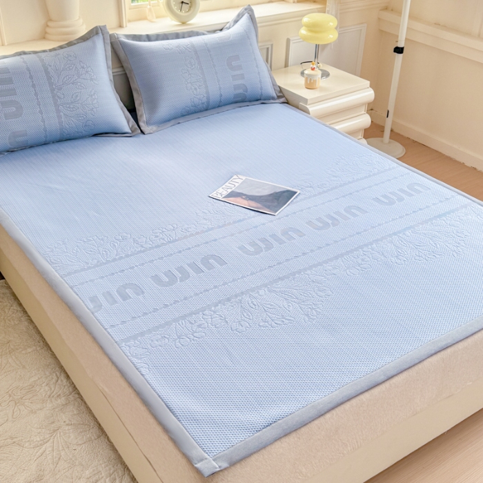 91家纺网 家纺一手货源 找家纺 （总）2026高端轻奢简约A类提花凉感PE高分子复合软凉席三件套纯色豆豆冰丝凉席子三件套件空调席床单三明治