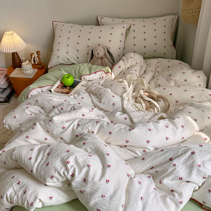 91家纺网 家纺一手货源 找家纺 （总）艾咪-Amy ntmy 2026新款嵌条边全棉纯棉色织小提花四件套