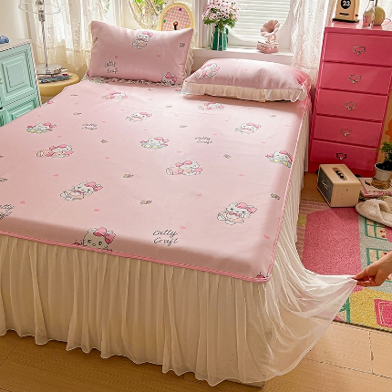 91家纺网 家纺一手货源 找家纺 （总）2026新品冰丝凉席四件套印花凉感冰感丝席子三件套花边床裙凉席套件