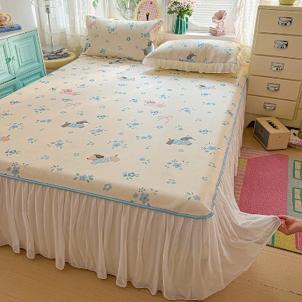 91家纺网 家纺一手货源 找家纺 （总）2026新品冰丝凉席四件套印花凉感冰感丝席子三件套花边床裙凉席套件