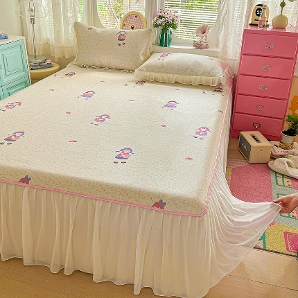 91家纺网 家纺一手货源 找家纺 （总）2026新品冰丝凉席四件套印花凉感冰感丝席子三件套花边床裙凉席套件