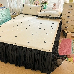 91家纺网 家纺一手货源 找家纺 （总）2026新品冰丝凉席四件套印花凉感冰感丝席子三件套花边床裙凉席套件,爱心波点,蝴蝶花灰,花田,元气女孩,蔷薇花园,幸运狗,幸运木马,俏皮狗,美帝猫,梦幻乐园,快乐小星人,花韵庄园,莫奈花园,花样,花仙子,蝴蝶结蓝