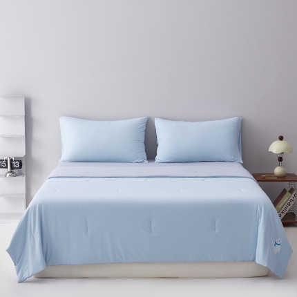 91家纺网 家纺一手货源 找家纺 （总）白冰熊 锦氨凉感床笠三件套 夏被四件套 A类可水洗机洗