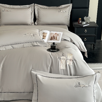 91家纺网 家纺一手货源 找家纺 （总）新方向 【控价 提供买家秀】2026新款 刺绣50s双股全棉贡缎长绒棉四件套-哈德森(控价 标准328元 加大348元)