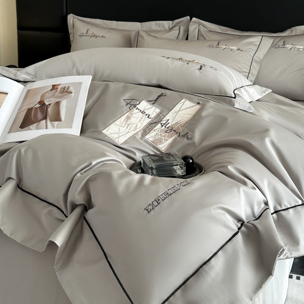 91家纺网 家纺一手货源 找家纺 （总）新方向 【控价 提供买家秀】2026新款 刺绣50s双股全棉贡缎长绒棉四件套-哈德森(控价 标准328元 加大348元)