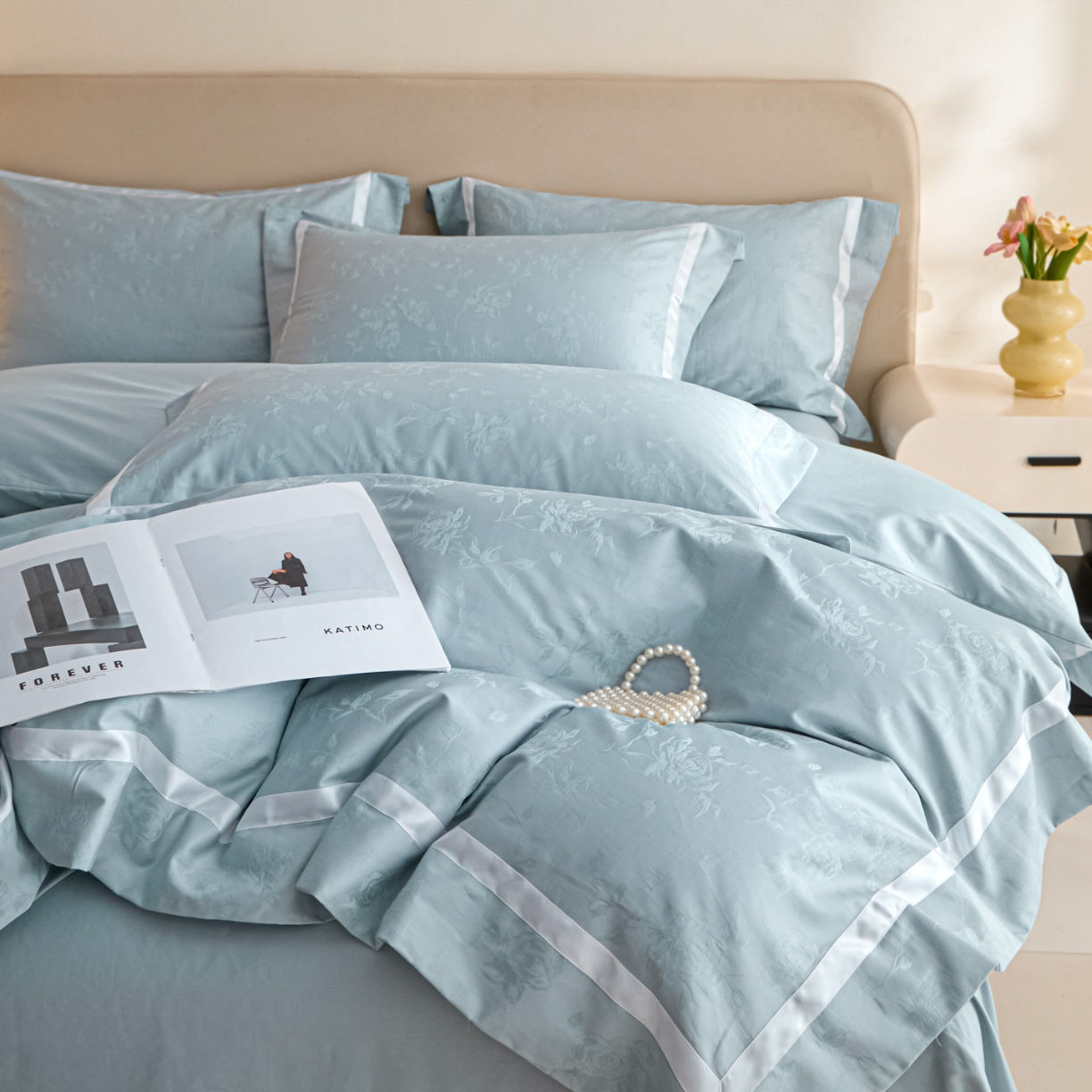 91家纺网 家纺一手货源 找家纺 （总）新方向 【控价 提供买家秀】2026新款提花50s双股全棉贡缎长绒棉四件套-繁花（控价 标准338元 加大358元）