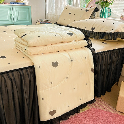 91家纺网 家纺一手货源 找家纺 （总）2026凉感丝夏被韩式花边夏凉被空调被被子可配凉席四件套印花丝滑凉感被