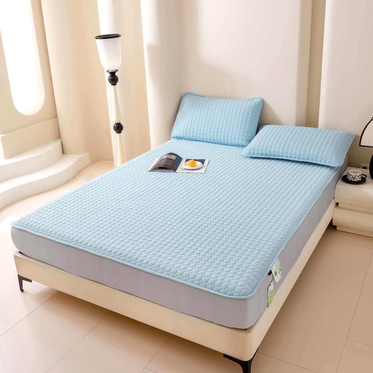 91家纺网 家纺一手货源 找家纺 （总）高端可机洗硅胶凉席床笠三件套凉感凉席深睡眠 夏季纯色凉席 乳胶凉席 冰丝凉席 软席 凉席 凉席