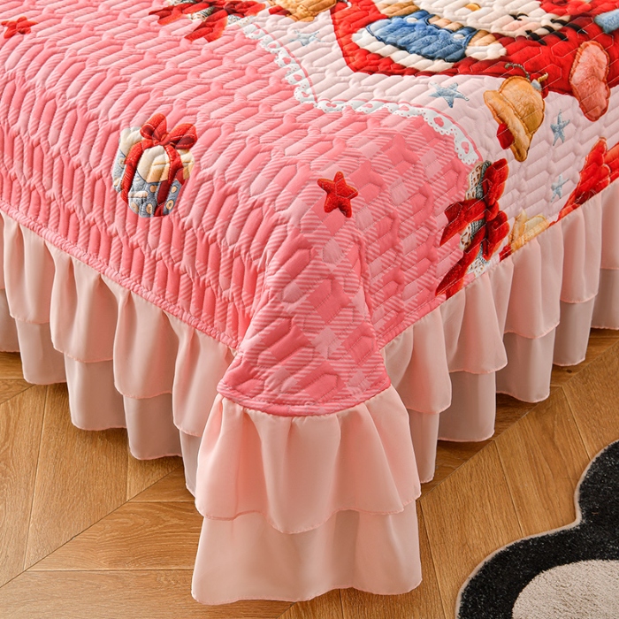 91家纺网 家纺一手货源 找家纺 （总）三友家纺 新款5D印花蕾丝花边床盖四件套（被套款 夏被款）