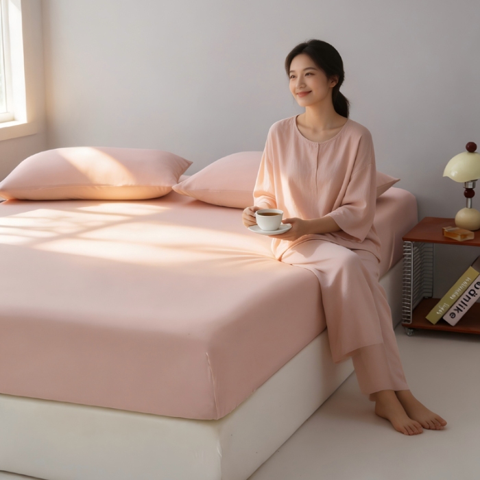 91家纺网 家纺一手货源 找家纺 （总）白冰熊 锦氨凉感床笠三件套 夏被四件套 A类可水洗机洗