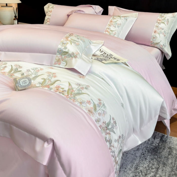 91家纺网 家纺一手货源 找家纺 （总）星蕴家纺 2026新款50贡缎长绒棉纯棉绣花四件套-花瑾