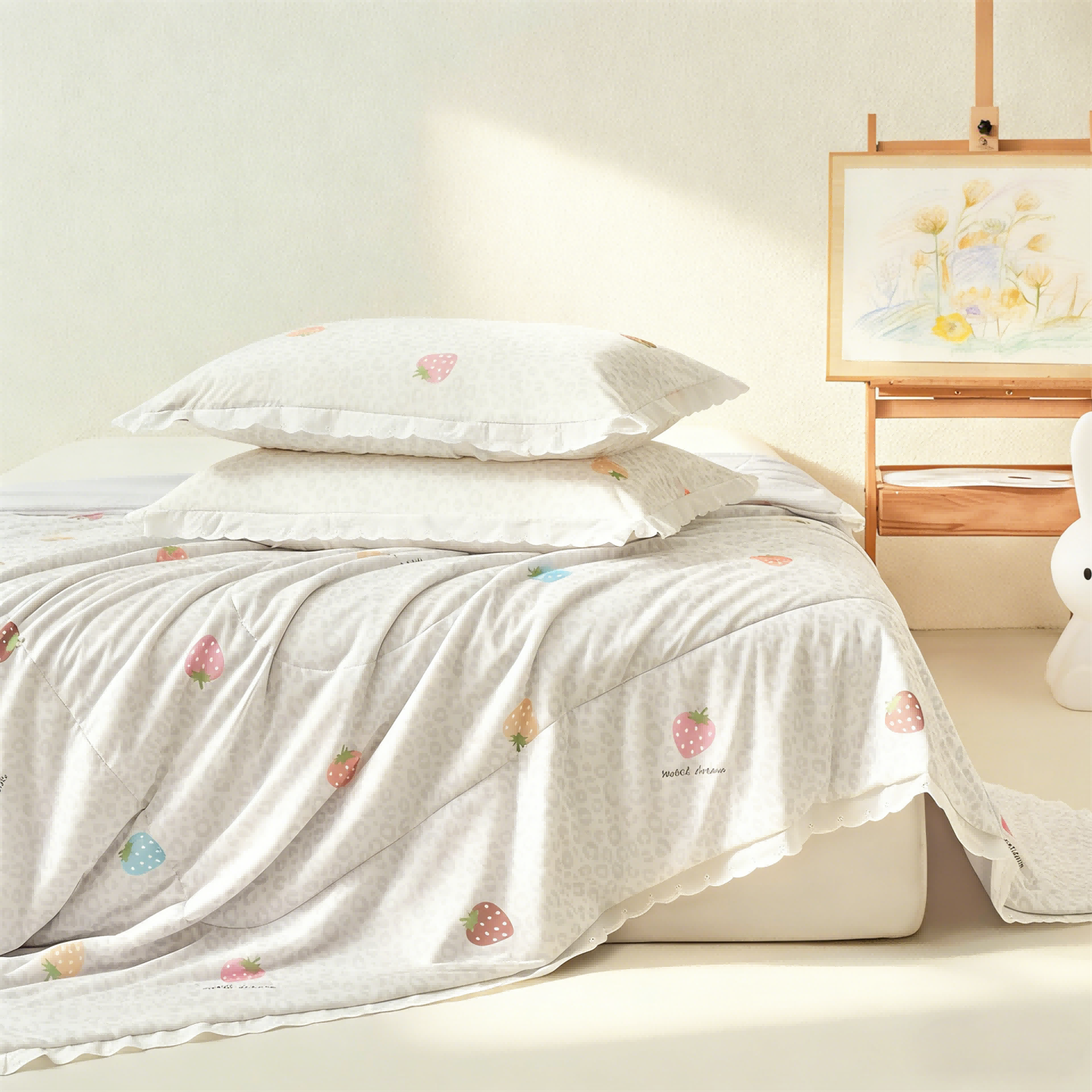 91家纺网 家纺一手货源 找家纺 （总）全棉镂空花边针织凉感被 夏被 凉感丝夏凉被 空调被 小清新 公主风 小碎花 卡通 针织被 法式