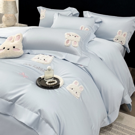 （总）星蕴家纺 2026新款卡通长绒棉纯棉绣花四件套-甜心小兔