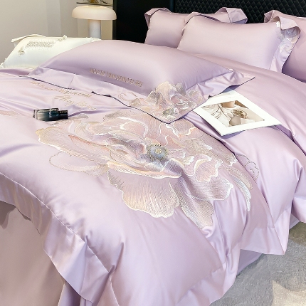 91家纺网 家纺一手货源 找家纺 （总）星蕴家纺 2026新款澳棉纯棉正宗长绒棉刺绣四件套-绽放