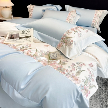 （总）星蕴家纺 2026新款50贡缎长绒棉纯棉绣花四件套-花瑾