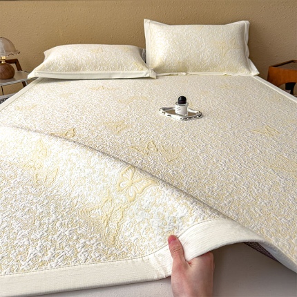 （总）几禾 2026新款凉感抗菌提花豆豆凉席蝶舞花语