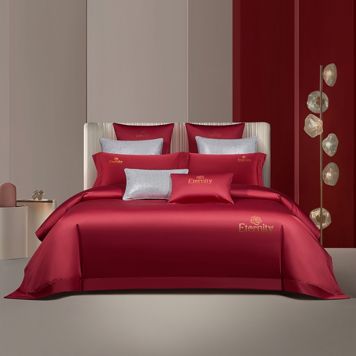 91家纺网 家纺一手货源 找家纺 100支皇妃缎100%全棉烫片纯色四件套长绒棉 永恒咖灰