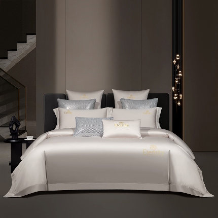 91家纺网 家纺一手货源 找家纺 100支皇妃缎100%全棉烫片纯色四件套长绒棉 永恒咖灰