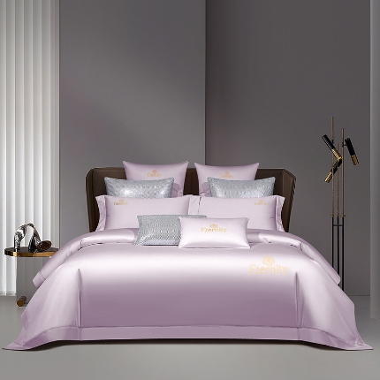 91家纺网 家纺一手货源 找家纺 100支皇妃缎100%全棉烫片纯色四件套长绒棉 永恒咖灰