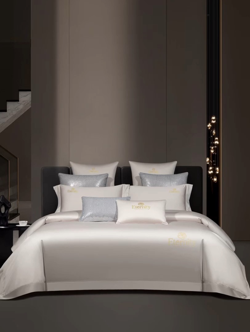 91家纺网 家纺一手货源 找家纺 （总）100支皇妃缎100%全棉烫片纯色四件套长绒棉