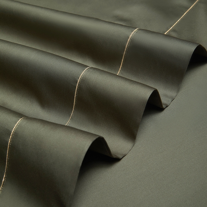 91家纺网 家纺一手货源 找家纺 100支皇妃缎100%全棉烫片纯色四件套长绒棉 永恒橄榄绿