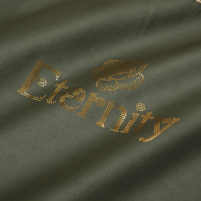 91家纺网 家纺一手货源 找家纺 100支皇妃缎100%全棉烫片纯色四件套长绒棉 永恒橄榄绿