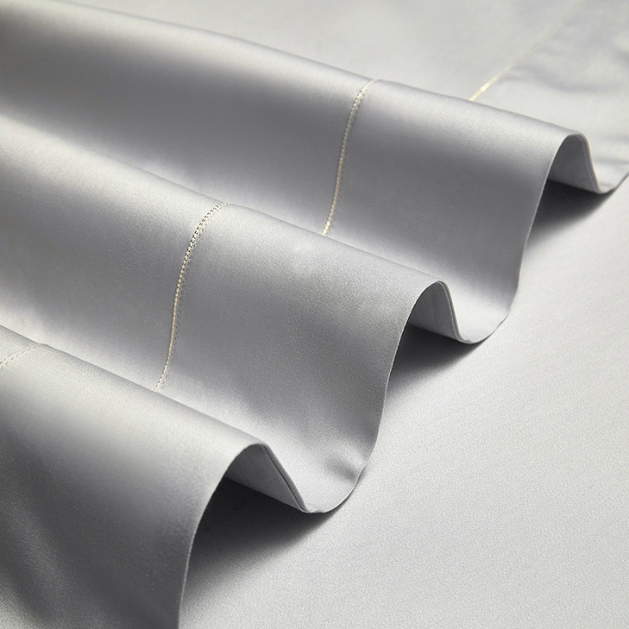 91家纺网 家纺一手货源 找家纺 100支皇妃缎100%全棉烫片纯色四件套长绒棉 永恒灰色