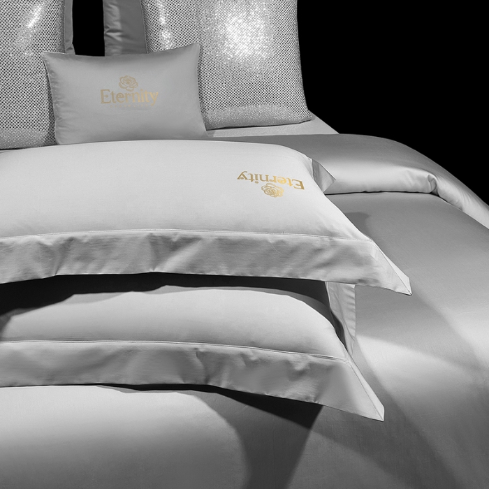 91家纺网 家纺一手货源 找家纺 100支皇妃缎100%全棉烫片纯色四件套长绒棉 永恒灰色