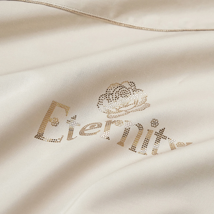 91家纺网 家纺一手货源 找家纺 100支皇妃缎100%全棉烫片纯色四件套长绒棉 永恒米驼