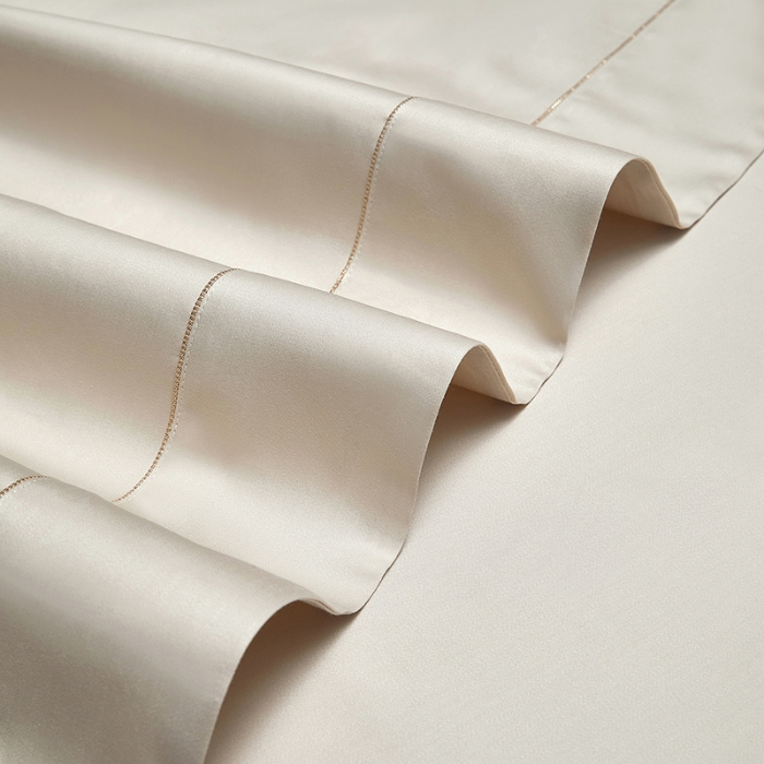 91家纺网 家纺一手货源 找家纺 100支皇妃缎100%全棉烫片纯色四件套长绒棉 永恒米驼