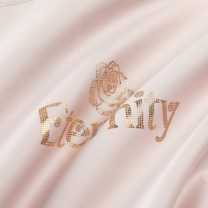 91家纺网 家纺一手货源 找家纺 100支皇妃缎100%全棉烫片纯色四件套长绒棉 永恒玉粉