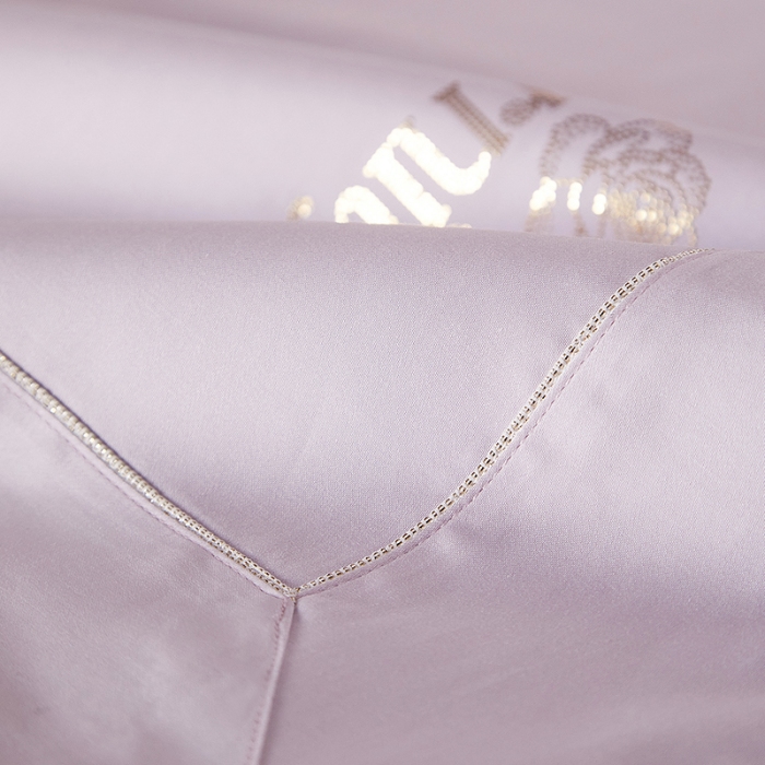 91家纺网 家纺一手货源 找家纺 100支皇妃缎100%全棉烫片纯色四件套长绒棉 永恒芋紫