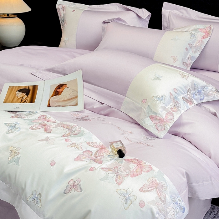 91家纺网 家纺一手货源 找家纺 （总）星蕴家纺 2026新款贡缎长绒棉四件套-悦蝶