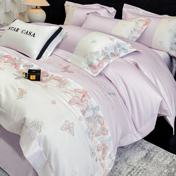 91家纺网 家纺一手货源 找家纺 （总）星蕴家纺 2026新款贡缎长绒棉四件套-悦蝶