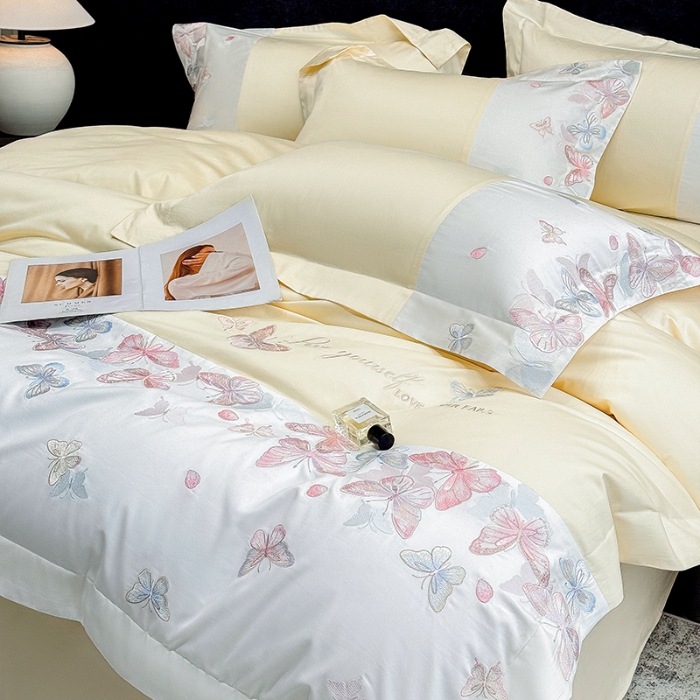 91家纺网 家纺一手货源 找家纺 （总）星蕴家纺 2026新款贡缎长绒棉四件套-悦蝶