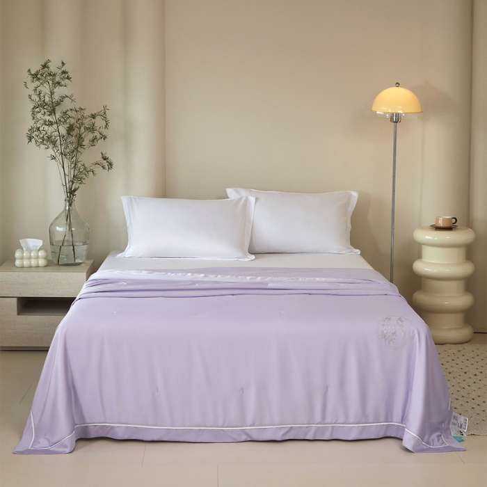 91家纺网 家纺一手货源 找家纺 100%竹纤维夏被100%桑蚕丝填充 云雾紫