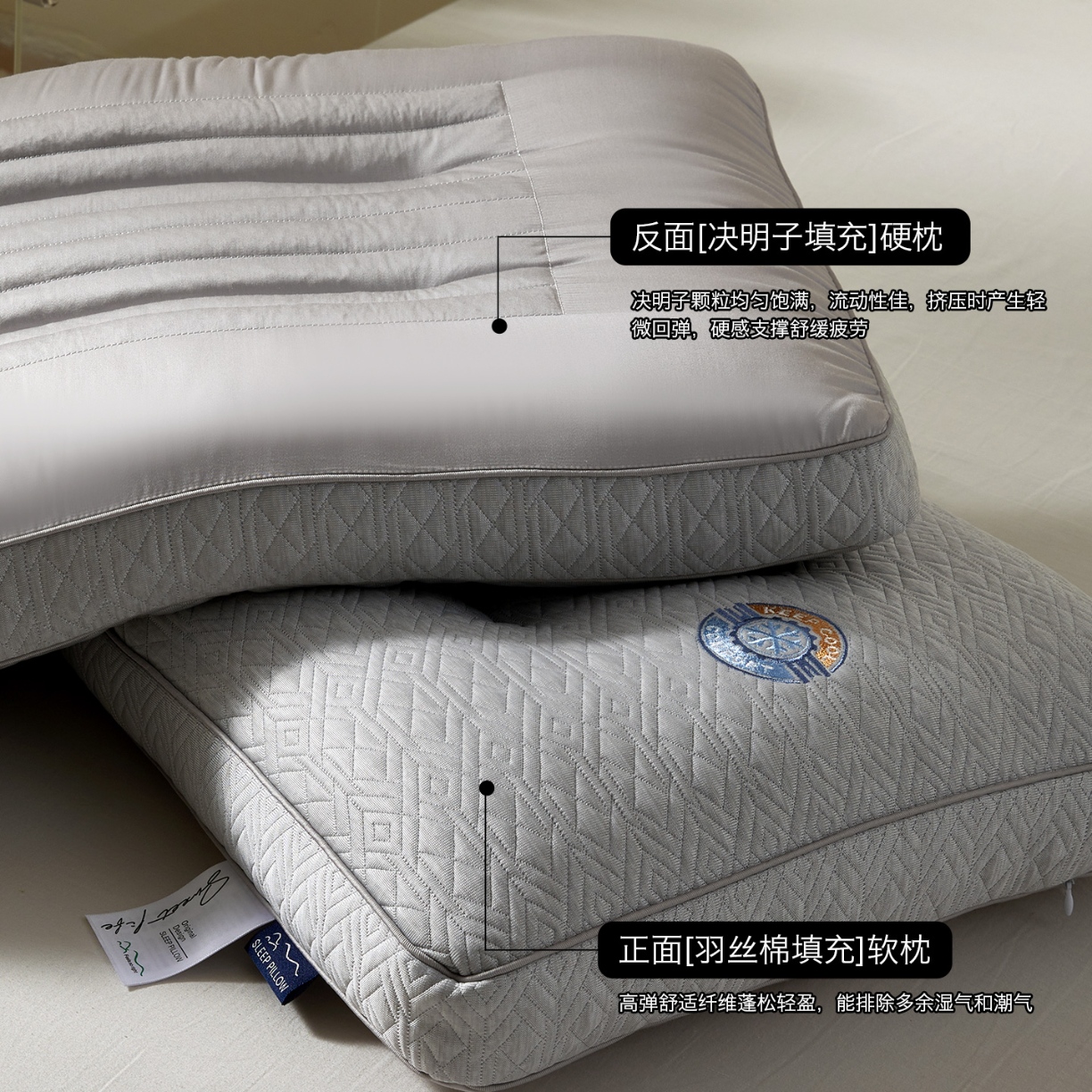 91家纺网 家纺一手货源 找家纺 （总）2026新款  清凉透气决明子护颈枕芯枕头 冰爽决明子凉感按摩成人枕芯学生枕头