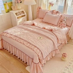 91家纺网 家纺一手货源 找家纺 （总）苏米娜家纺SUMINA 2026春夏超柔云朵棉夏被床盖款四件套-安妮系列,安妮-松雪粉  ,安妮-星云紫 ,安妮-可可灰 ,安妮-松露咖