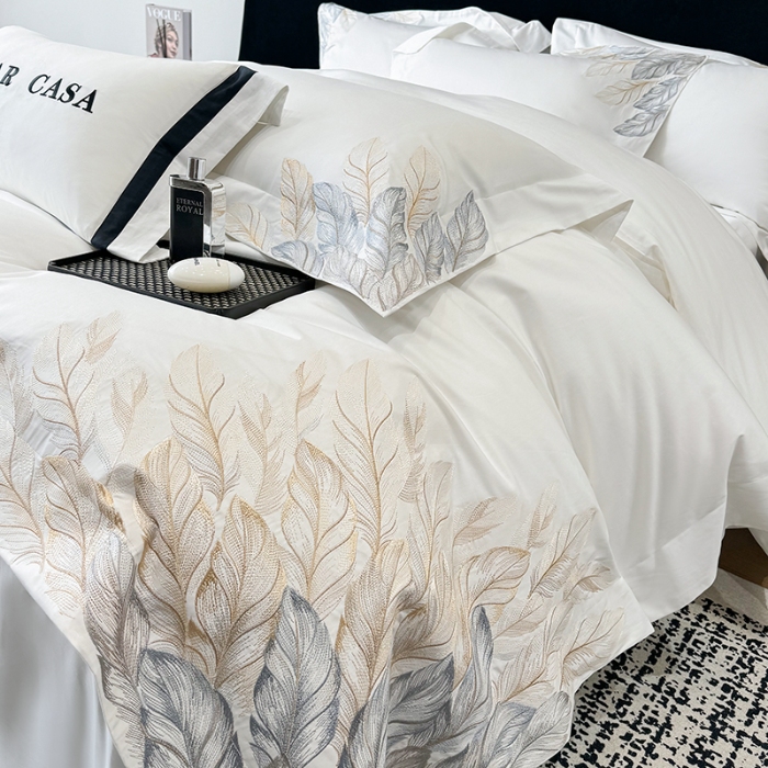 91家纺网 家纺一手货源 找家纺 （总）2026新款长绒棉贡缎全棉纯棉刺绣四件套 栖悦