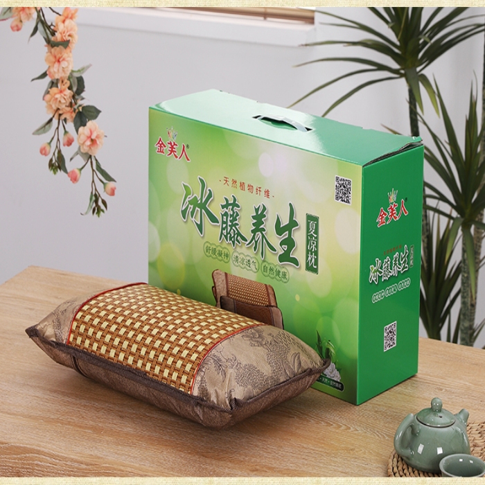 91家纺网 家纺一手货源 找家纺 （总）茶香枕冰藤竹叶夏凉枕头冰丝腾面凉枕护颈凉席枕芯竹枕藤枕夏季礼品促销会销团购礼盒装